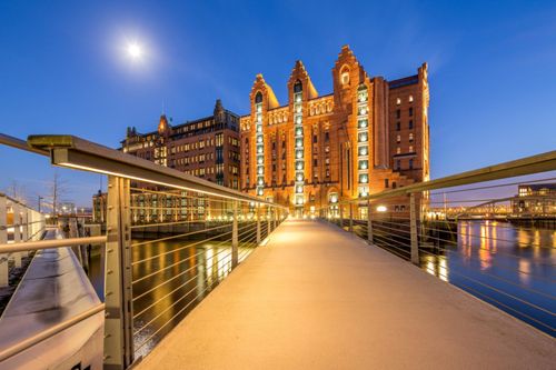View to the Hamburg Speicherstadt