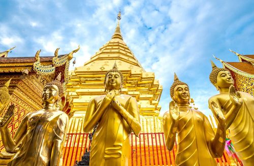 Golden pagoda wat Phra That Doi Suthep chiangmai Thailand