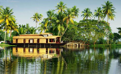 Houseboats floating on the backwaters of Kerala