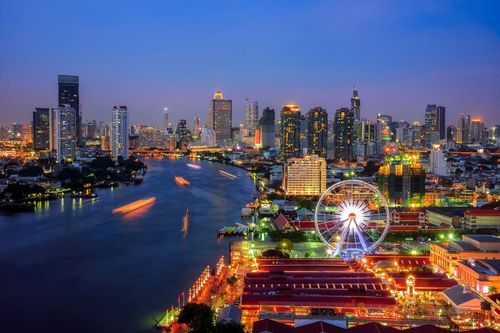 Bangkok cityscape. Bangkok night view in the business district at