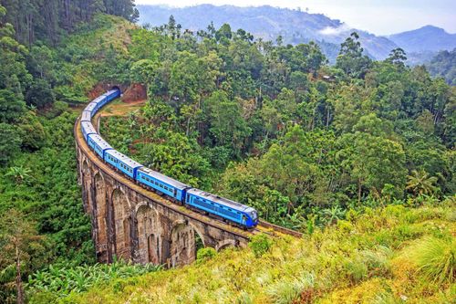 Train on the Nine Arches bridge, Sri Lanka