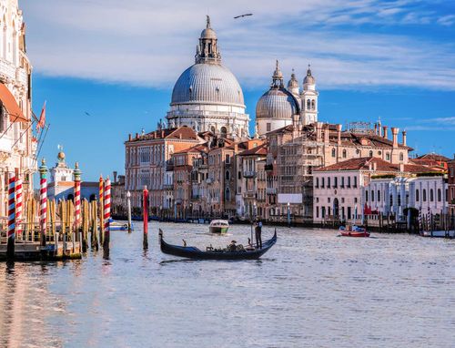 Grand Canal with gondola in Venice, Italy