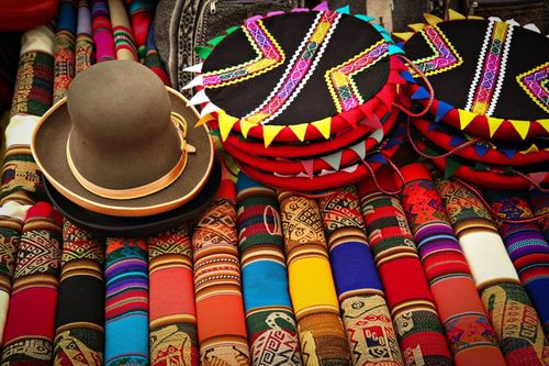 Colorful Fabric at market in Peru