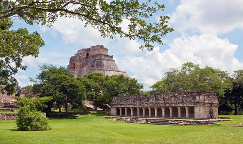 The pyramid and the suite in Uxmal - Yucatan, Mexico